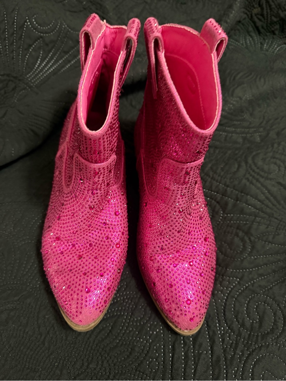 Link Hot Pink Rhinestone Cowboy Ankle Boots